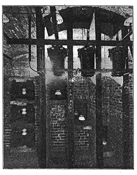 High-tension wiring Under a Transformer./ELECTRICAL FEATURES OF THE AURORA, ELGIN AND CHICAGO RAILWAY.