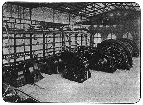 General View of Engine Room in Power House./ELECTRICAL FEATURES OF THE AURORA, ELGIN AND CHICAGO RAILWAY.