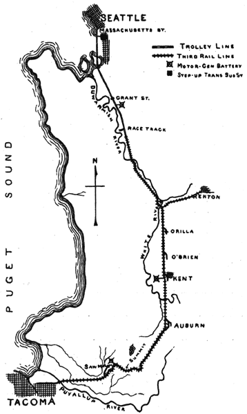 FIG. 1 SEATTLE-TACOMA INTERURBAN ELECTRIC RAILWAY.