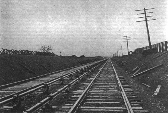 VIEW ON "ELECTRIFIED" WEST SHORE RAILROAD SHOWING THIRD-RAIL CONSTRUCTION.