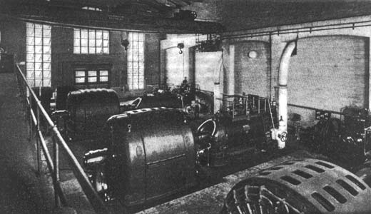 Interior View of Power Station  Showing Three of the Four Turbo-Generators.