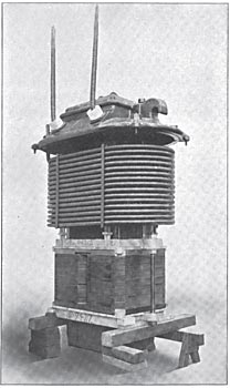 FIG. 7.  ONE OF THE 750-KW., 4000-50,000-VOLT TRANSFORMERS, BUILT BY THE GENERAL ELECTRIC COMPANY, OF SCHENECTADY, N. Y.