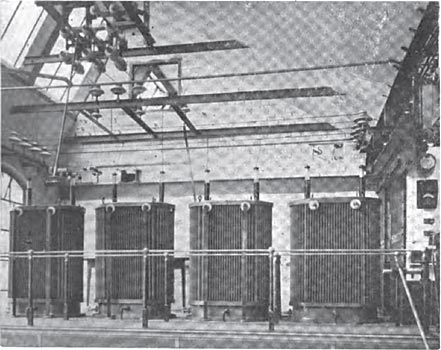 FIG. 4.  OIL-INSULATED WATER-COOLED TRANSFORMERS.