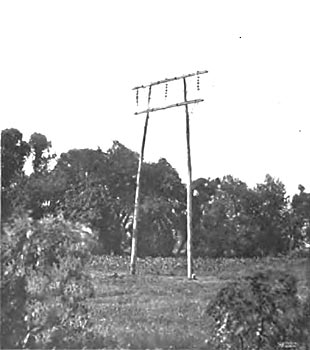 Fig. 7. Transmission Tower equipped with Link Suspension Insulators representing a 125,000 volt installation.