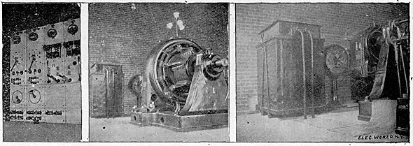 APPARATUS IN NIAGARA ELECTRO-CHEMICAL WORKS./FIG. 2. - SWITCHBOARD FOR ROTARY TRANSFORMERS./FIG. 3.  STATIC AND ROTARY TRAN ROTARY TRANSFORMERS, 250 KW EACH, 2200 VOLTS, ALTERNATING TO 116 VOLTS, DIRECT-CURRENT./FIG. 4. - STATIC TRANSFORMER, 2200 VOLTS, TWO-PHASE, TO 118 VOLTS, DIRECT-CURRENT.