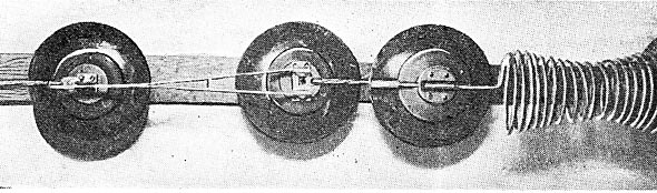 FIG. 29.  HIGH-TENSION LINE DISCONNECING SWITCH AND CHOKE COIL.