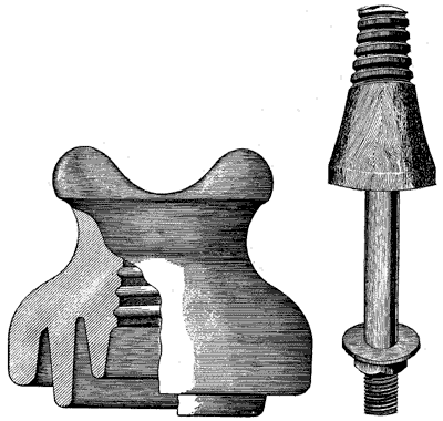 Figs. 1 and 2. HEAVY INSULATOR AND PIN FOR RAILWAY WORK.