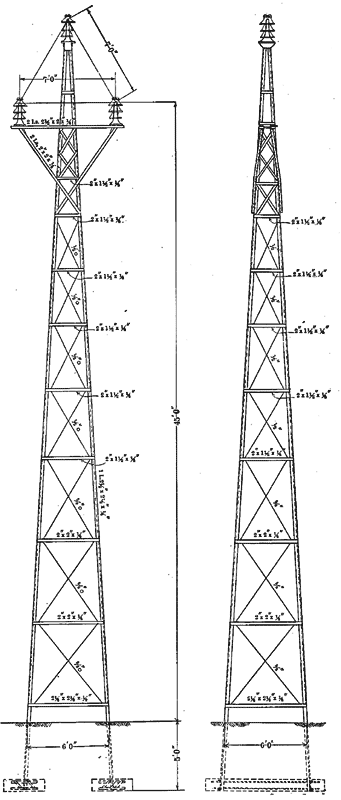 FIG. 2.  DETAILS OF 45-FT ANGLE TOWER.