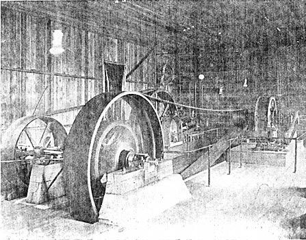 FIGURE 30. - 100 HORSE-POWER SYNCHRONOUS MOTOR, DRIVING SEVEN-DRILL COMPRESSOR AT THE BIG THREE MINE.