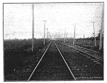 Fig. 4. "For 10 miles or more the track is as straight as the flight of an arrow."/STEAM LOCOMOTIVES SUPPLANTED BY ELECTRIC TROLLEY.