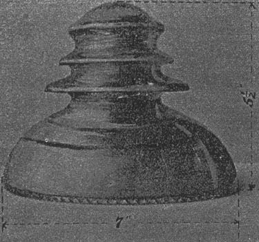 FIG. 16. HIGH-VOLTAGE POWER TRANSMISSION  INSULATOR USED AT PROVO FOR 40,000 VOLTS.