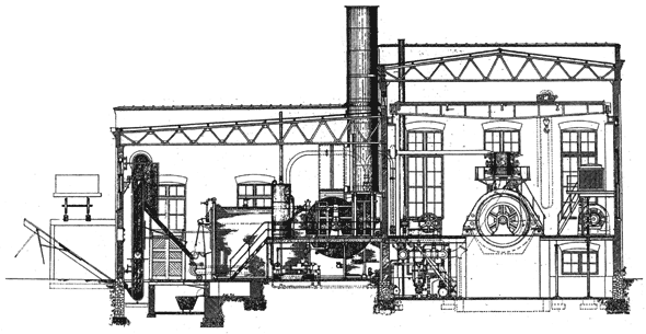 FIG. 3. GRAND RAPIDS, HOLLAND AND LAKE MICHIGAN RAPID RAILWAY.  SECTION OF POWER HOUSE.
