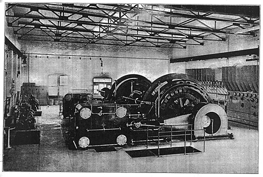 FIG. 1.  GENERAL VIEW OF ENGINE ROOM IN MAIN POWER STATION OF BERKSHIRE STREET RAILWAY COMPANY.