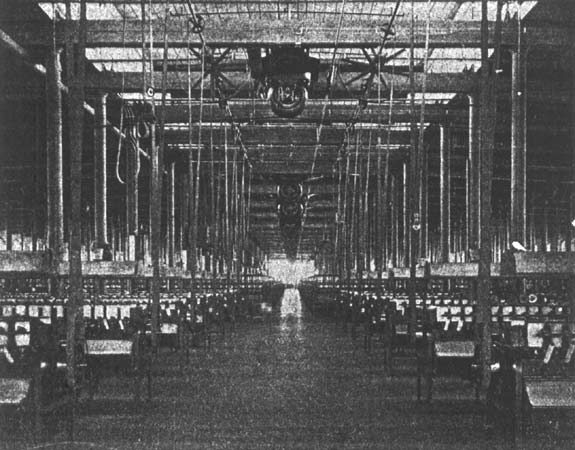 FIG. 3.  SPINNING MACHINERY DRIVEN BY CEILING MOTORS.