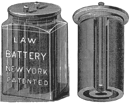 FIGS. 1 AND 2.  THE IMPROVED LAW BATTERY.