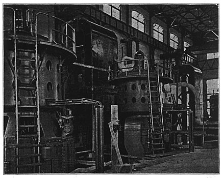 FIG. 2. STEAM TURBINIES IN WESTVILLE POWER HOUSE OF WEST JERSEY AND SEASHORE ELECTRIC RAILROAD.