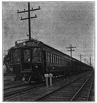 FIG 6. MOTOR-CAR TRAIN ON WEST JERSEY AND SEASHORE ELECTRIC RAILROAD.
