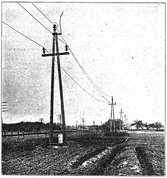 A-frame Construction, showing Line-structure Lightning Arrester./NIAGARA, LOCKPORT AND ONTARIO POWER COMPANY.