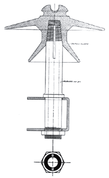FIG. 12.—SECTION OF INSULATOR FOR THE BUFFALO TRANSMISSION LINE.  MANUFACTURED BY THE ELECTROSE MANUFACTURING COMPANY, BROOKLYN, N. Y.