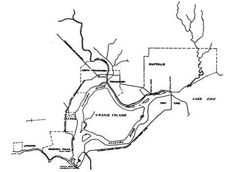 FIG. 14.—MAP SHOWING RIGHT OF WAY OF THE BUFFALO TRANSMISSION LINE