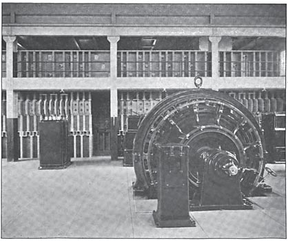 FIG. 12.  AN INTERIOR VIEW OF PART OF THE SUB-STATION AT WOODHAVEN JUNCTION LOOKING TOWARD THE HIGH-TENSION GALLERY