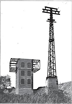 FIG. 2.  AN ARRESTER HOUSE AT DUNTON.  WHENEVER THE UNDERGROUND CABLE IS JOINED TO THE OVERHEAD SYSTEM, LIGHTNING ARRESTERS AND CHOKE COILS ARE INSTALLED IN SUITABLE HOUSES.