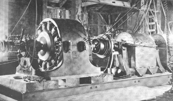 Plate I. Generator and Waterwheels in operation.