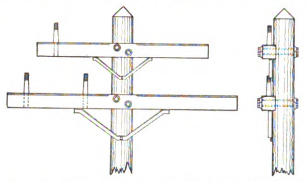 Fig. 11. Pole Top Construction for Mountain Circuits, Standard Electric Co.