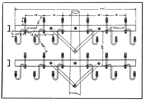 Steel Telephone Arm Equipped with Metal Pins.