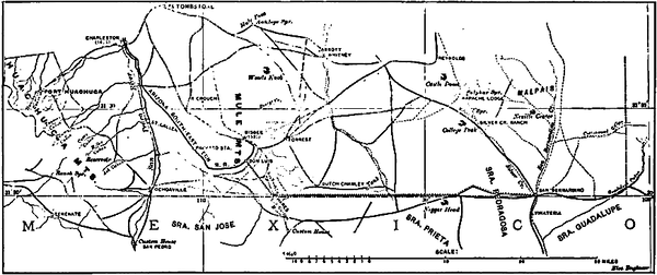 MAP SHOWING ROUTE OF U. S. MILITARY TELEGRAPH LINE, ARIZONA.