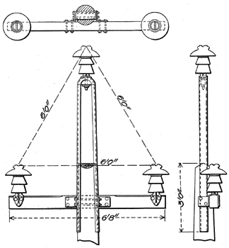 FIG. 3. - PLAN AND ELEVATIONS OF POLE TOPS.