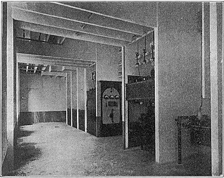 FIG. 13.-SWITCH ROOM AT THE STEP-UP TRANSFORMER STATION AT PIATTAMALA.