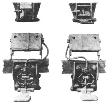 New Third-Rail—Upper Views, New Top-Contact Shoe Closed and Open/Lower Views—Left, Under-Contact Shoe/Right, Compromise Shoe