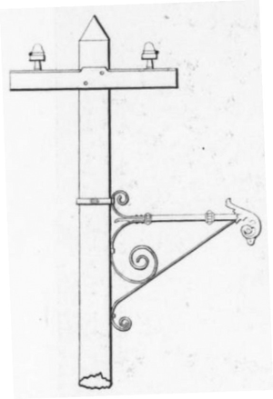 FIG. 2.ARC LAMP BRACKET FOR WOODEN POLES.