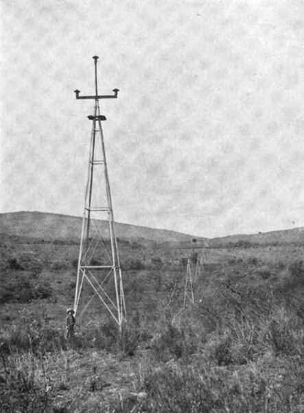 PHOTOGRAPH NO. 45. TRANSMISSION TOWERS ERECTED, POWER CABLES STRUNG