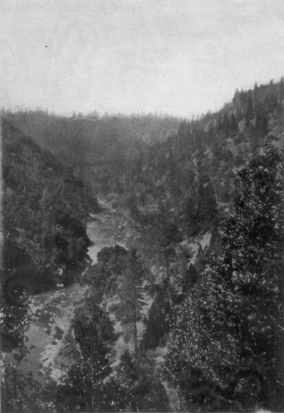 SCENE ON THE AMERICAN RIVER. SOURCE OF WATER SUPPLY OF THE AMERICAN RIVER ELECTRIC COMPANY