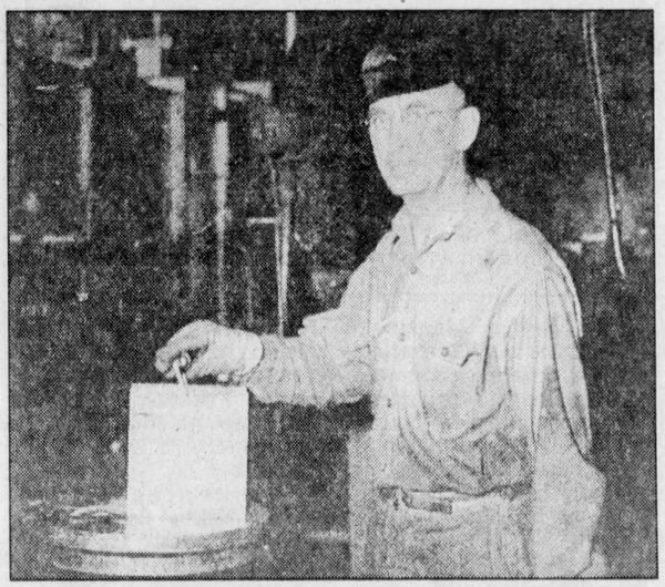 ONE OF HEMINGRAY'S SKILLED HAND GLASS WORKERS
