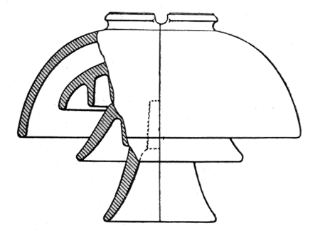 Fig. 5 - Cement-hood fog-type insulator for lower voltage