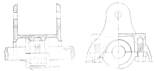 CAST IRON "DUNCE" CAP FOR FEEDER INSULAOBS UNDER "L" STRUCTURE.