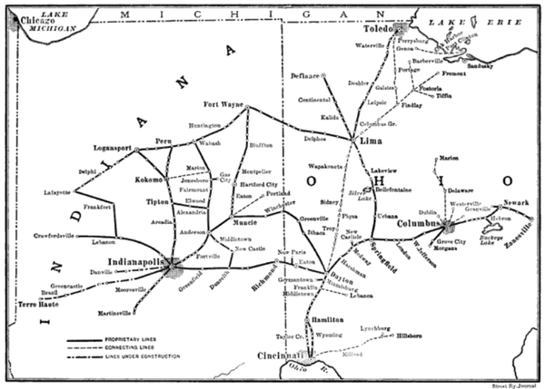 MAP OF OHIO AND INDIANA, SHOWING SCHOEPF PROPERTIES.