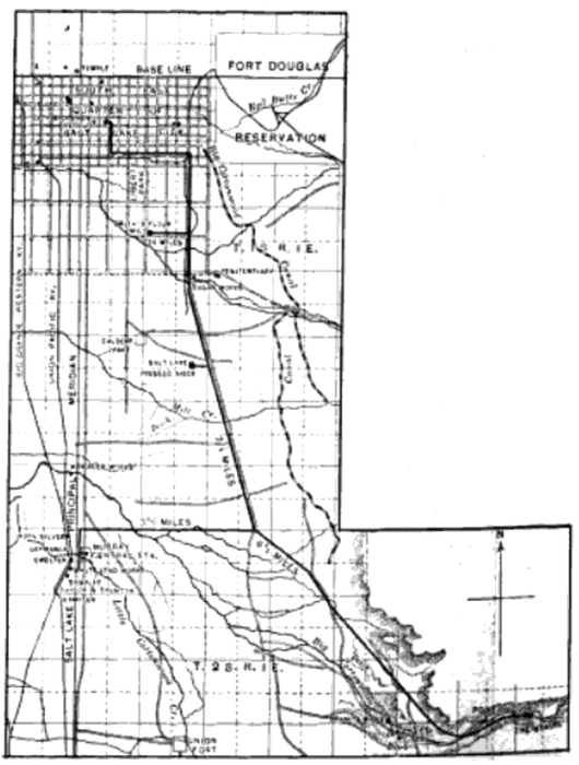 MAP SHOWING BIG COTTONWOOD POWER LINE.