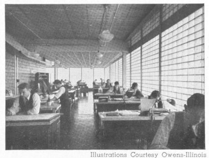 Glass brick walls aid office illumination