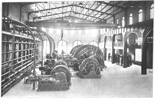 GENERAL VIEW OF ENGINE AND GENERATOR ROOM, POWER STATION, BATAVIA, ILL.