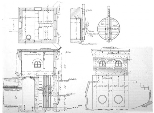 SCREEN HOUSE AT RIVER END OF CONDENSING WATER TUNNEL.