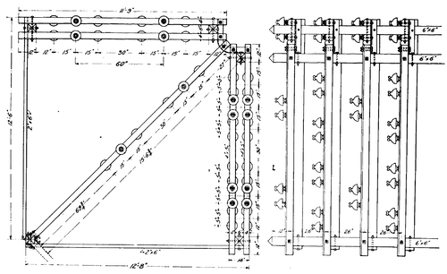 PLAN AND ELEVATION OF TOP OF STRAIN TOWER.