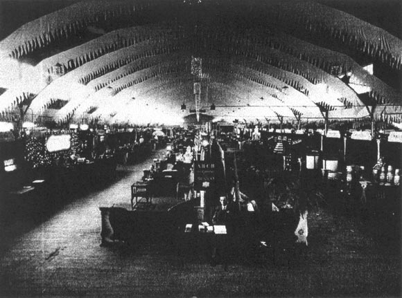 Interior of Automobile Building, State Fair Park, Dallas, Texas, as it appeared during "Bottlers