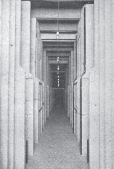 FIG. 8.--VIEW IN LOW TENSION BUS ROOM, BETWEEN BUSSES.