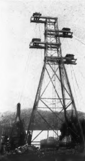 ONE OF THE STEEL TOWERS CARRYING THE TRANSMISSION CIRCUITS ACROSS THE CARQUINEZ STRAIT.