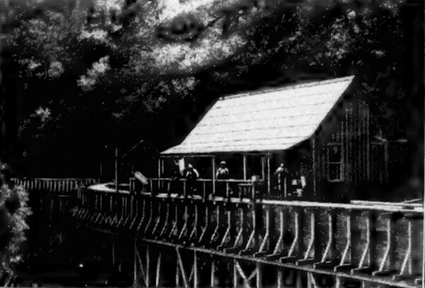 A CAMP AND PATROL STATION ALONG THE FLUME OF THE COLGATE WATER POWER.