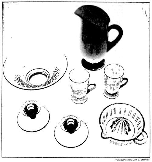 An assortment of Fry glass shows the company